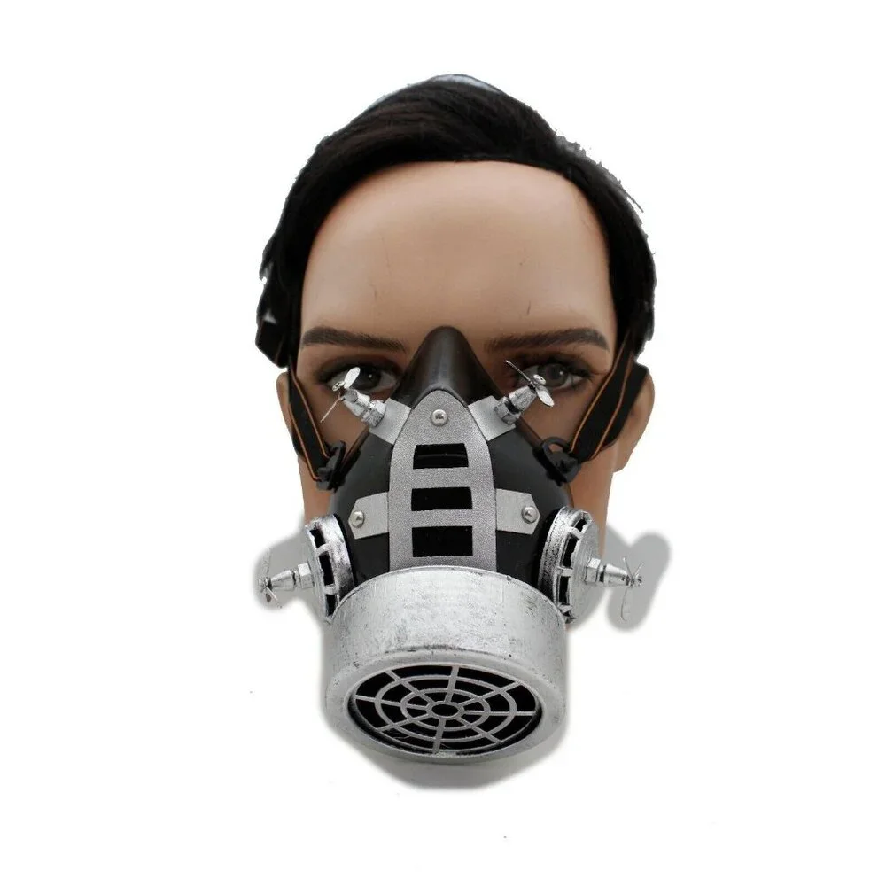 Men Women Face Black Silver Halloween Costume Gas Mask Steampunk Nuke One Size